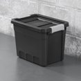 thumbnail image 3 of Sterilite 28 Liter Stacker Box, Durable Plastic Storage Bin with Latch Lid, Black - 6 Pk, 3 of 9