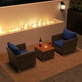 thumbnail image 2 of Gymax 3 PCS Patio PE Wicker Furniture Set Outdoor Conversation Bistro Set w/ Cushions Navy, 2 of 10