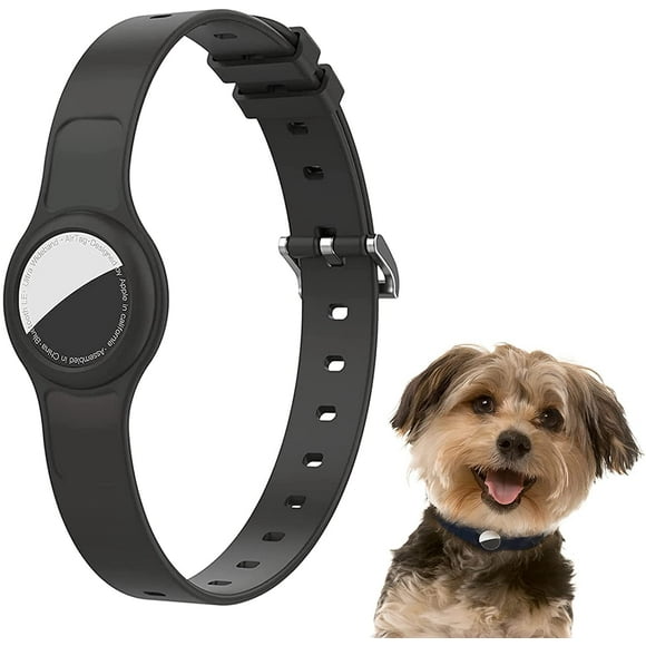 Collier pour Chien Airtag / Collier pour Chat Airtag / Collier pour Chien Airtag en Silicone de 8,2 à 15,5 Po pour Apple, Collier Airtag pour Petits et Moyens Chiens et Chats Légèrement Plus Grands, Collier Airtag Noir