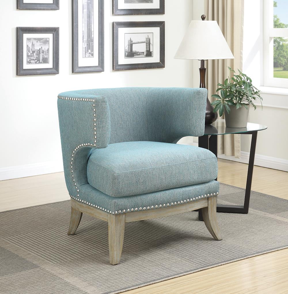 Barrel Back Accent Chair Blue and Weathered Grey - Walmart.com