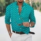 thumbnail image 2 of Camisas Para Hombre Manga Larga Regular Fit Casual Hombres Solapa Solapa Estampado A Cuadros Manga Larga Puños Botón Puerto Estilo Floral Camisa Playa Hawaiianss Verano Top (Mint Green, 4XL), 2 of 3