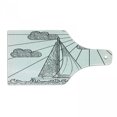 thumbnail image 1 of Nautical Cutting Board, Doodle Boat Floating on Waves Ornate Rope Features in Ocean Theme Art, Decorative Tempered Glass Cutting and Serving Board, Wine Bottle Shape, Black White, by Ambesonne, 1 of 1