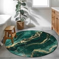 thumbnail image 4 of Area Rug 48in, Abstract Marble Stone Texture Floor Carpet Living Room Rug, Green Gold Striped Non-Slip Welcome Mat Indoor Rugs for Bedroom Dining Room, 4 of 9
