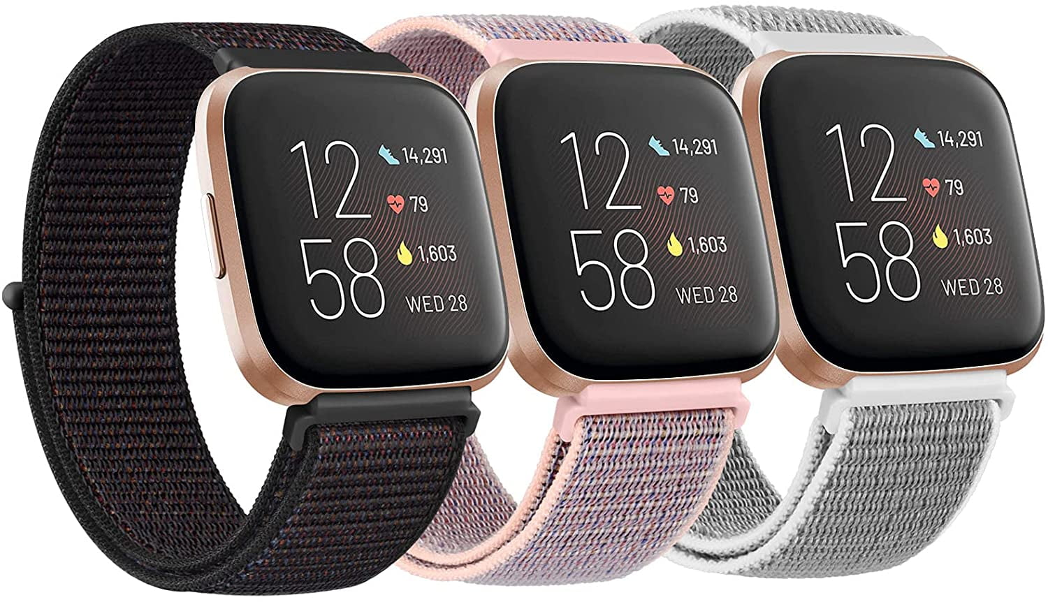 3 Pack Nylon Loop Bands Compatible with Versa 2, Versa Lite, Versa Band