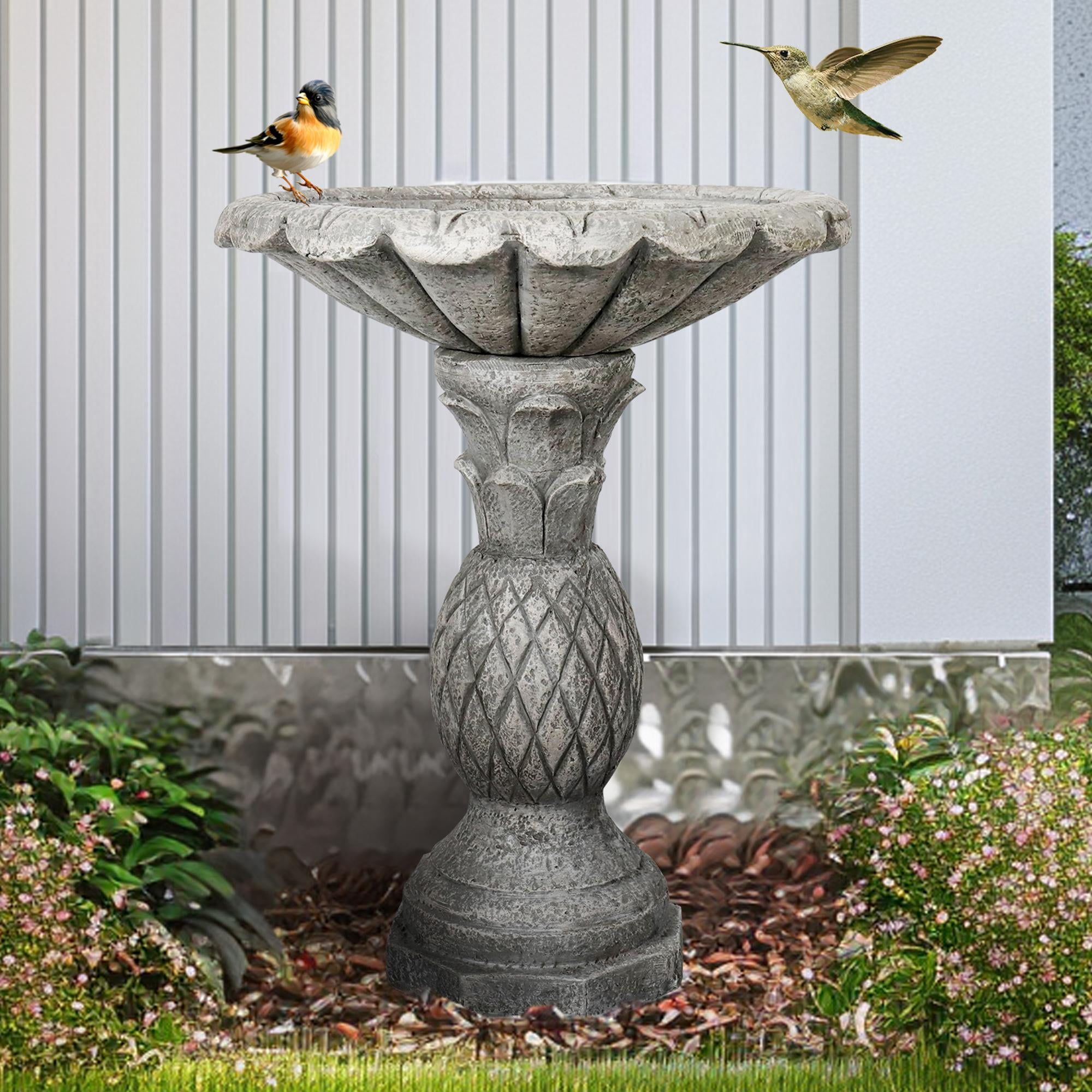 Tammesy Modern Elevated Outdoor  Freestanding Bird Bath, 18.7"D x 24.8"H For Garden Patio Backyard