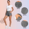 thumbnail image 3 of URATOT 2 Pack Cotton Yoga Short Women Summer Running Gym Sports Waistband Shorts with Pockets, 3 of 6
