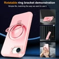 thumbnail image 5 of Magnetic Case for iPhone 16e Ring Holder Bracket Cover, Compatible with MagSafe Charging Support Car Mount, Hybrid Shockproof Dustproof Slim Rugged Case for iPhone 16e, Pink, 5 of 8