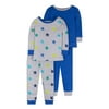 Little Star Organic Baby & Toddler Boy 4 Pc True Brights Long Sleeve Shirt & Pants Snug Fit Pajamas, Size 9 Months - 5T