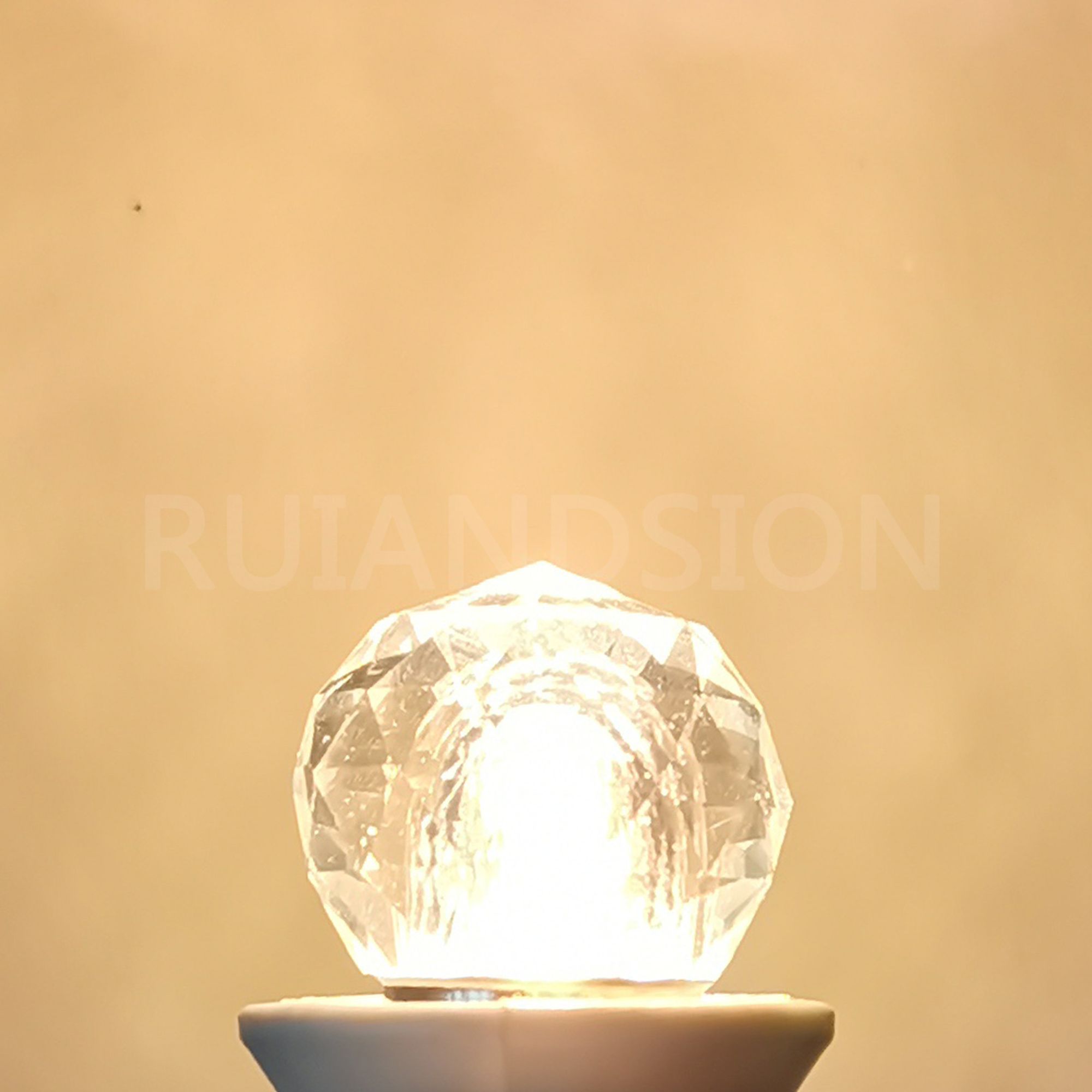 Ruiandsion E12 LED Bulb Warm White 300 Lumen 3000K 100-120V Spherical Diamond Cut Glass for Bedroom Lamp Dining Decorative Light,(pack of 10)