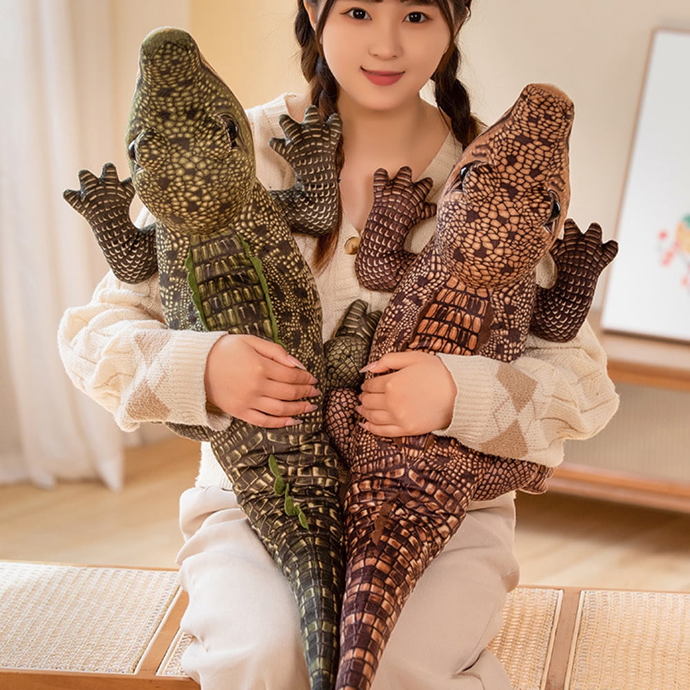Peluche De Cocodrilo De 100 Cm – Animal Realista En Marrón Con Tela De Felpa Suave Y Relleno Firme, Ideal Para Abrazar Y Decorar, Viene Envasado Al Vacío, Recupera Su Forma En 1-2 Días
