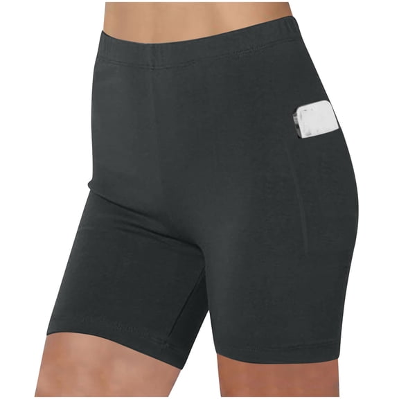 Xdegoge Workout Biker Shorts for Women High Waisted Tummy Control Athletic Yoga Shorts with Side Pockets Spandex Stretchy Activewear for Running Gym Fitness