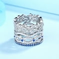 thumbnail image 2 of Blue and White Sapphire Ring Set in 18K White Gold Plated (Stackable), 2 of 4