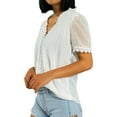 thumbnail image 4 of Coduop Women Summer V Neck Short Sleeve Lace Tunic Tops Casual Blouses Shirts S-XXL, 4 of 5