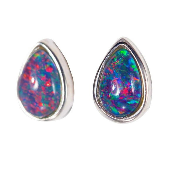 MAGIC MOUNTAIN STERLING SILVER AUSTRALIAN OPAL STUD EARRINGS