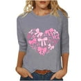 thumbnail image 3 of RKSTN Valentines Gift 3/4 Length Sleeve Womens Tops Oversized Crewneck Valentine Day Loves Heart Graphic Print Short Sleeve T Shirt Womens Casual Plus Size Round Neck Three Quarter Sleeve Tee Shirt, 3 of 6