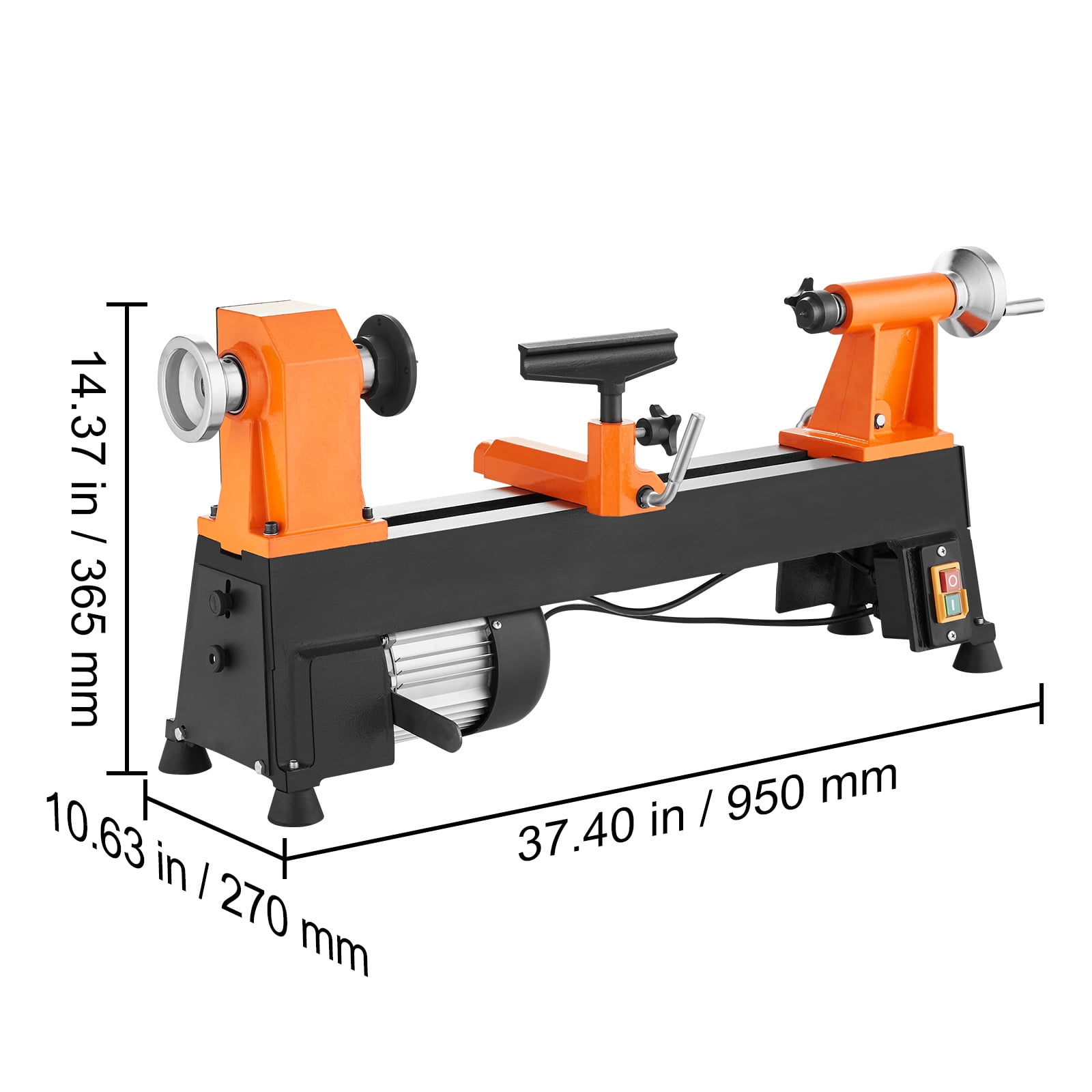 SKYSHALO 10 in x 18 in 0.5 HP 370W Benchtop Wood Lathe Power Wood Turning Lathe