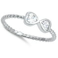 thumbnail image 4 of Infinity Heart White CZ Promise Ring .925 Sterling Silver Rope Band Jewelry Female Size 10, 4 of 4