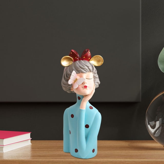 Estatua de Resina para Niña, Adornos de Escritorio, Figura Decorativa Moderna Creativa para Busto de Niña, Escultura de Niña para Decoración de Entrad Azul Soledad estatuas de escritorio