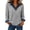 Gray, variant on Women's Denim Trim Collared Top Ribbed Knit Long Sleeve Button Detail Casual Pullover