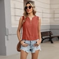 thumbnail image 6 of Qwertyu Women's Boho Tank Tops Cotton Linen Sleeveless Embroidered Henley V Neck Blouses Loose Fit Summer Beach Vacation Fashion 2026 Red 2XL, 6 of 6