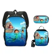 thumbnail image 3 of Mochila de dibujos animados de Disney Pixar Luca para niños, morral escolar de gran capacidad para estudiantes, bolso de hombro para lápices, regalo de Navidad, 3 piezas, 3 of 5