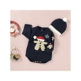 thumbnail image 6 of Seyurigaoka Infant Baby Boys Girls Knitted Romper Cartoon Christmas Cookies Pattern Round Neck Long Sleeve Sweater + Beanie Hat Set, 6 of 9