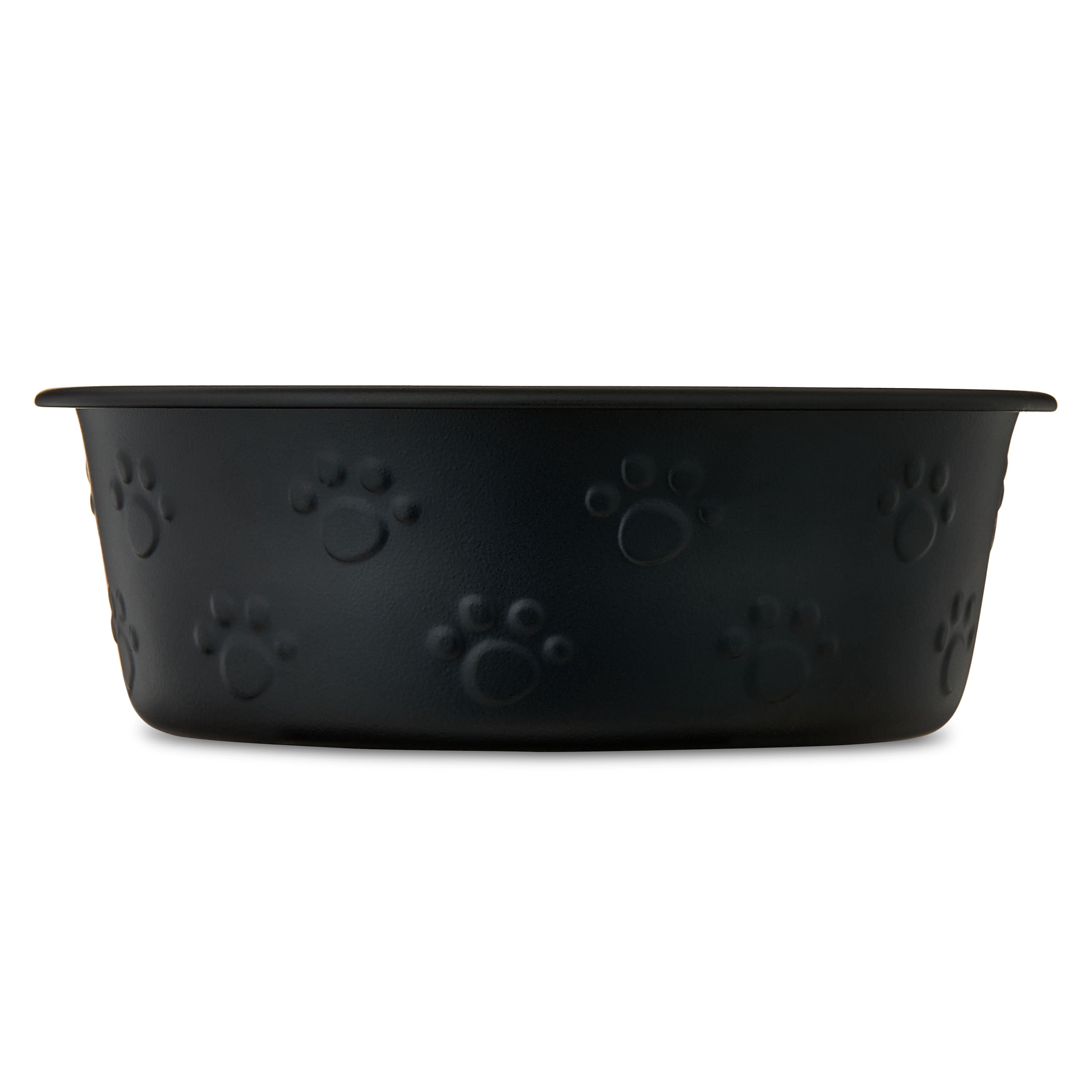 Vibrant Life Medium Stainless Steel Embossed Dog Bowl, Black Paws