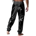 thumbnail image 2 of Sxiwei Mens Shiny Metallic Jogger Pants Holographic Rave Disco Dance Harem Pants Boho Arab Trousers Black M, 2 of 3