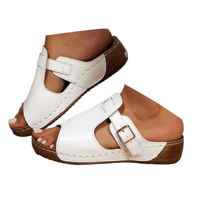 Mepaouo Sandales d'Été pour Femmes 2025 à Semelle Compensée Plateformes Chaussures de Marche à Bout Ouvert Décontractées à Enfiler Pantoufles