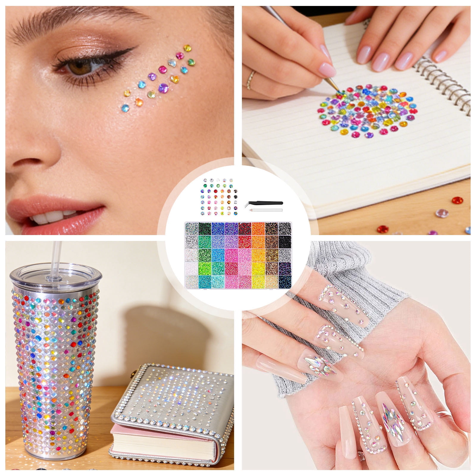 40-Grid Sparkling Resin Diamond Art Kit 40000Pcs Colorful Rhinestone Gem Painting Set with Glue Pen & Tweezers DIY Craft for Adults