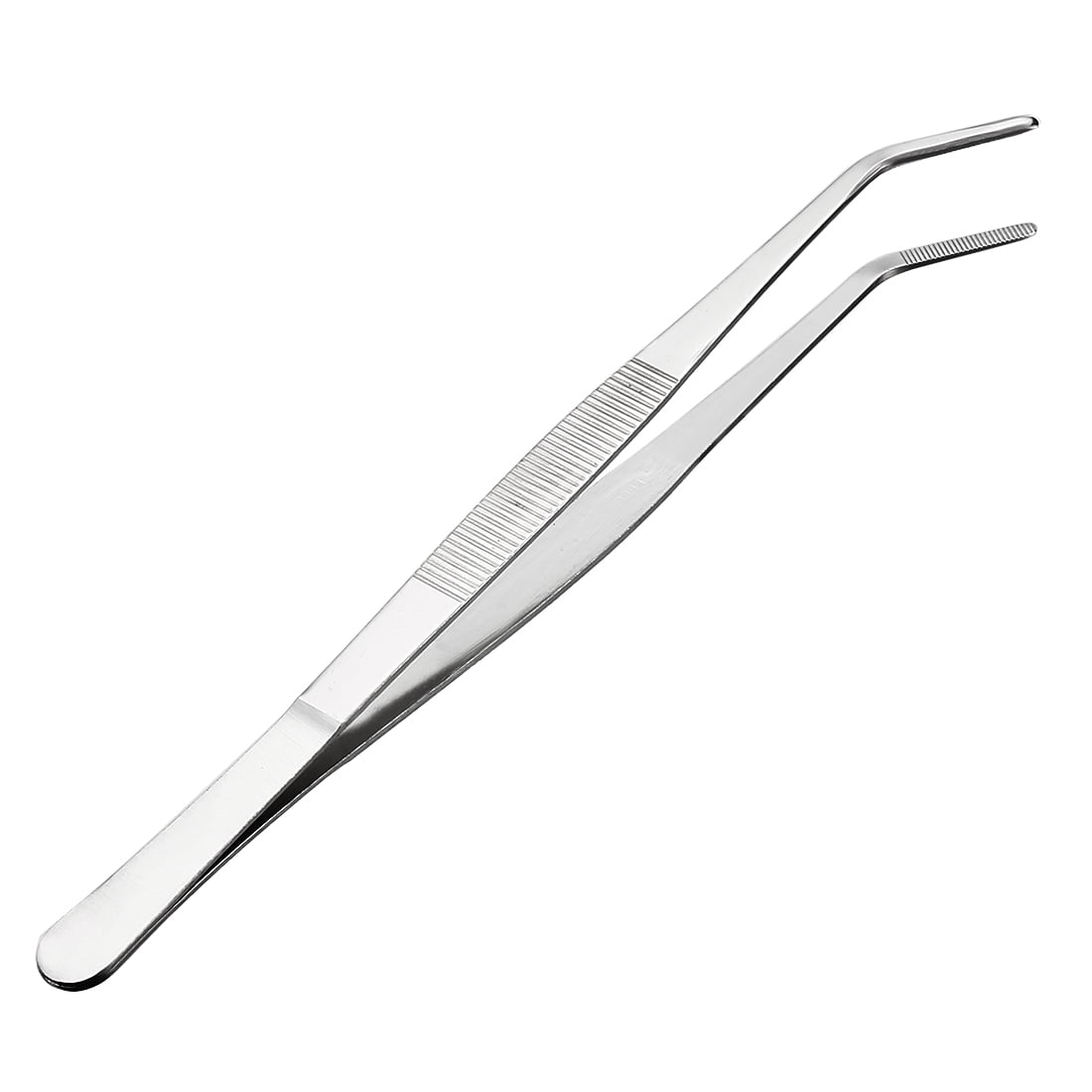 10-Inch Stainless Steel Tweezers with Curved Serrated Tip