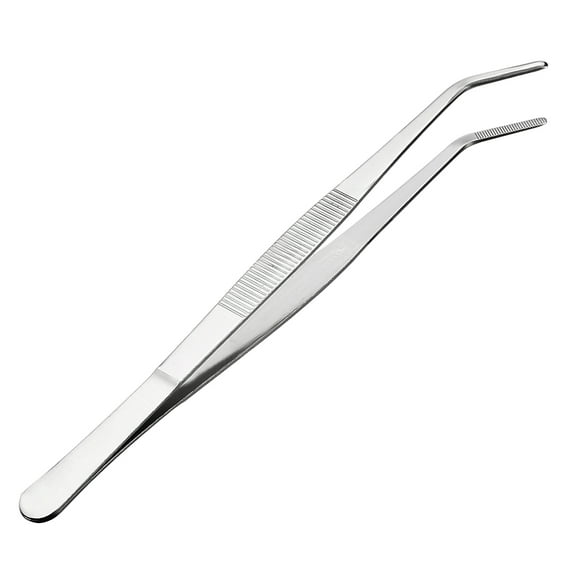 Unique Bargains 10-Inch Stainless Steel Tweezers with Curved Serrated Tip