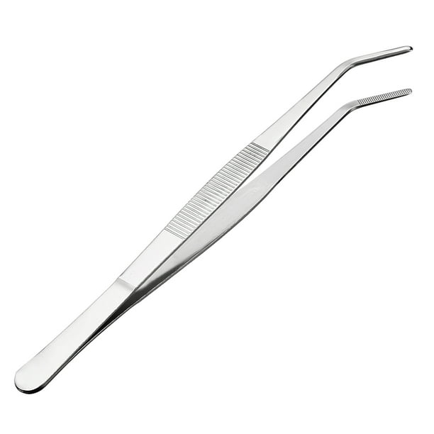 10Inch Stainless Steel Tweezers with Curved Serrated Tip