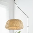 thumbnail image 6 of JONATHAN Y Mateo 18" 1-Light Farmhouse Coastal Bamboo 180" Cord Plug-In or Hardwired LED Pendant, Brown, 6 of 10