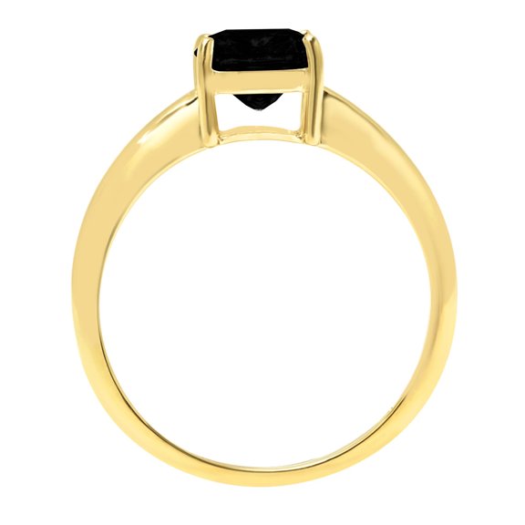 2 ct Cushion Cut Natural Onyx Solitaire Engagement Ring for Women in 18K Yellow Gold