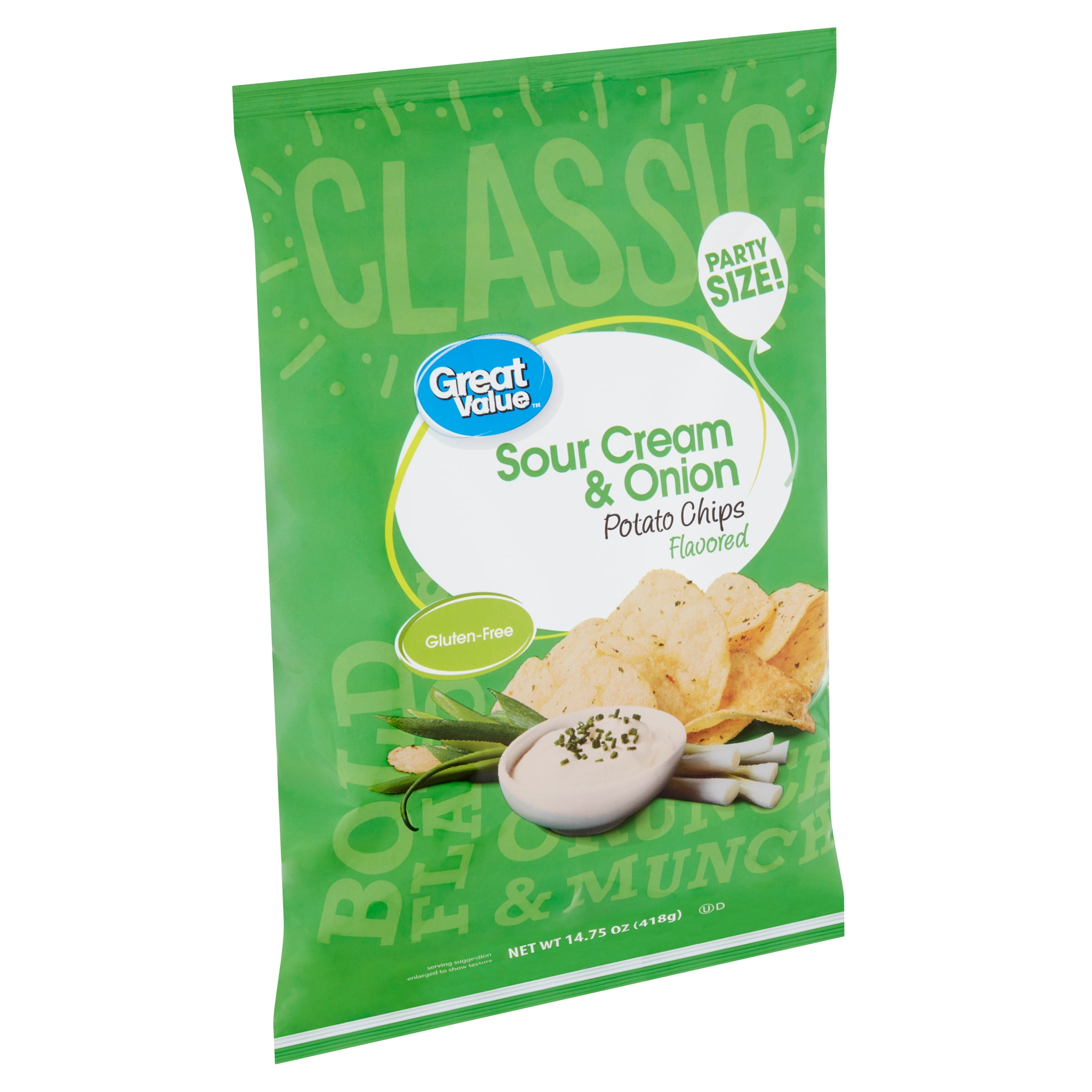 Great Value Sour Cream & Onion Flavored Potato Chips, 14.75 oz