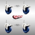 thumbnail image 2 of 4 Inch 316SS Solid Polyurethane Wheel Swivel ½ Inch Stem Caster Set Lock Brake, 2 of 2