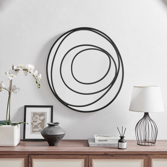 Danya B. Sonya 25.5-inch Contemporary Continuous Circles Wall Mirror with Black Iron Accents