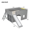 thumbnail image 2 of Harper & Bright Designs Full Size Low Loft Bed with Slide and Storage Shelves, Playhouse Wooden Low Loft Bed Frame with Door and Window, Gray, 2 of 13