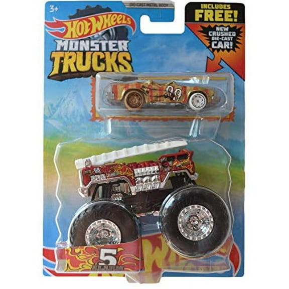 Hot Wheels Monster Trucks 5 Alarm Diecast Car (Crushed Die-Cast Car)