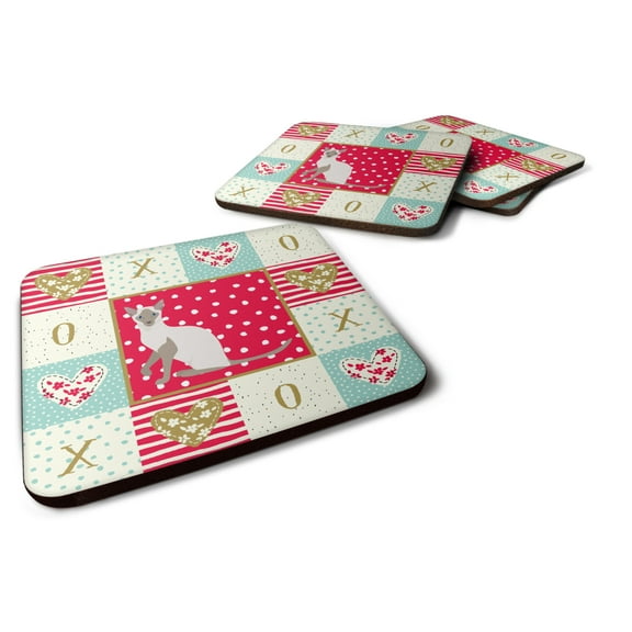 Siamese Modern Cat Love Foam Coaster Set of 4