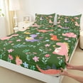 thumbnail image 3 of Manfei Bowknot Pink Dinosaur Bed Sheets, Cartoon Animal King Sheets, Teens Boys Girls Kids Sheet Set, Lightweight Room Decor, 4-Piece, 3 of 7