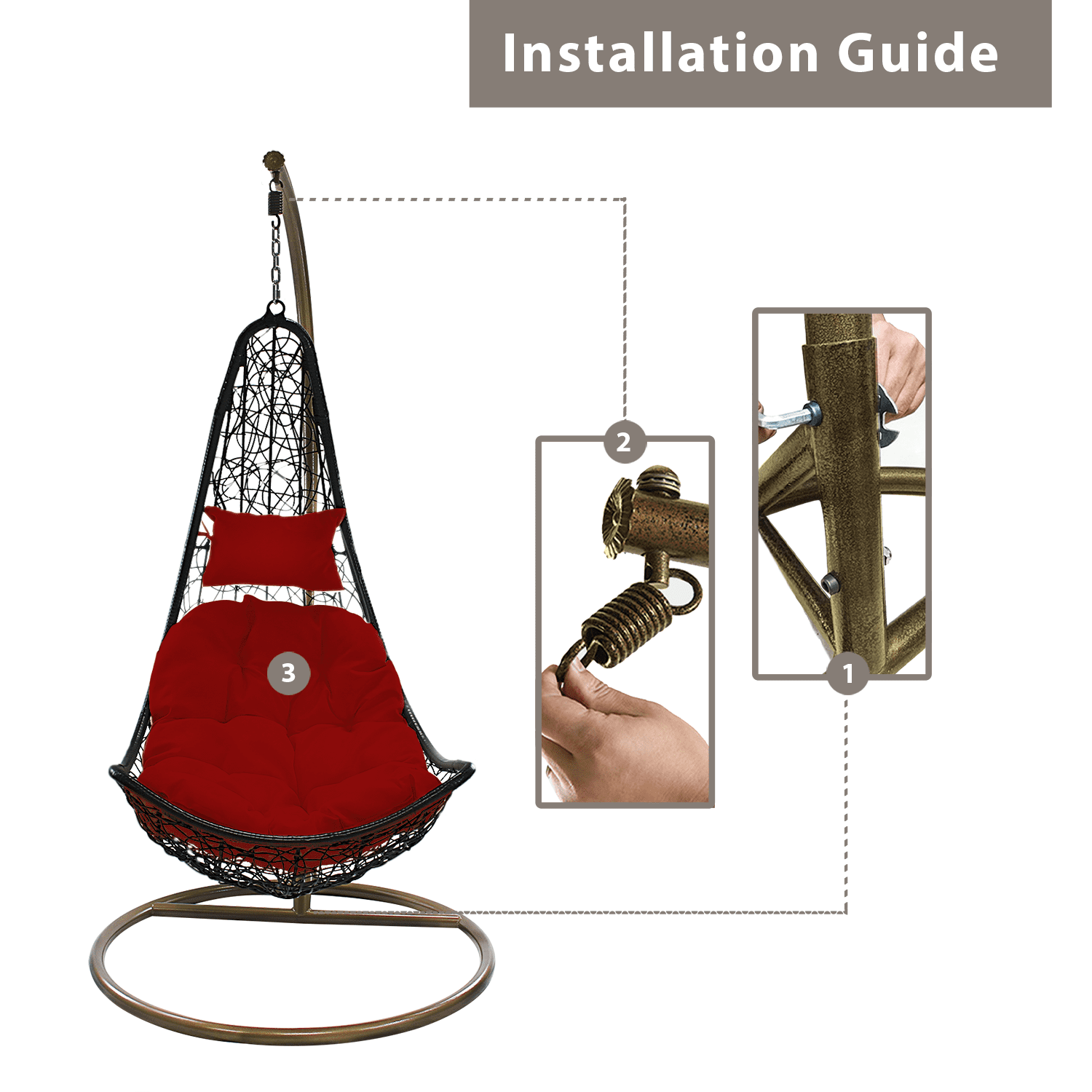 D cor Patio Swing Chair Outdoor Wicker Plastic Half Moon Swing