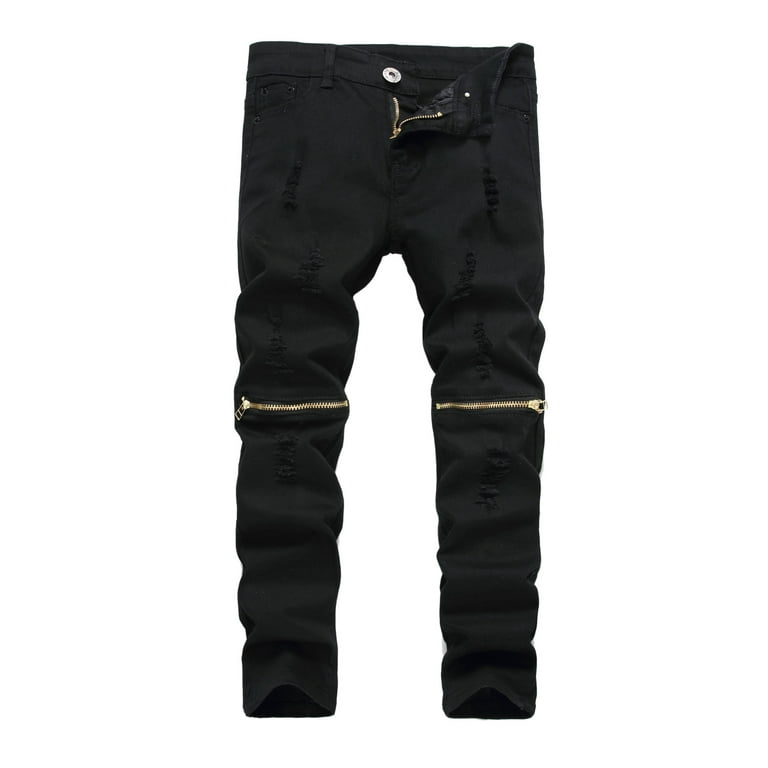 Boy's Black Slim Skinny Jeans Ripped Waist Pants with Zipper for Kids,Black,8 Slim - Walmart.com