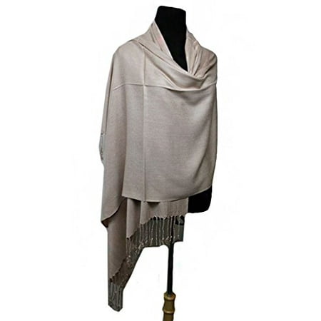 - Fashion Secrets Solid Colors Pashmina Large Wrap Shawl Scarf Stole (Beige)