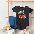 thumbnail image 4 of Coquette Watercolor Cherries with Bow Romper Boys or Girls Infant Baby Brisco Brands NB, 4 of 6