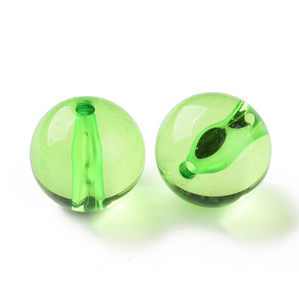 Transparent Acrylic Beads Round Lawn Green 20x19mm Hole: 3mm 111pcs/500g