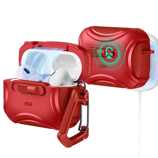 Funda para AirPods Pro ESR Cyber Series, color rojo oscuro