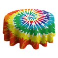 thumbnail image 4 of Colorful Tie Dye Pattern Round Tablecloth 60"x60",Wrinkle Wipeable Table Cloth for Kitchen Dining Room Picnic Patio Party, 4 of 6