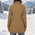 thumbnail image 6 of Women Coat Winter Casual Long Sleeve Solid Color Button Front Lapel Coat with Pockets Soft Loose Fit Cozy Outerwear for Office Wear, 6 of 7